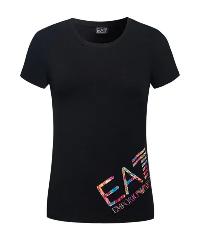 Ea7 Logo Printed T-shirt In Black