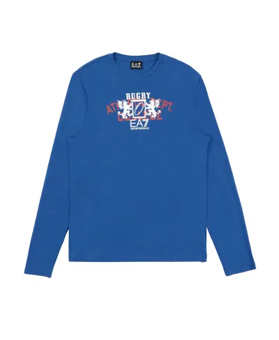 Ea7 Logo Printed T-shirt In Blue