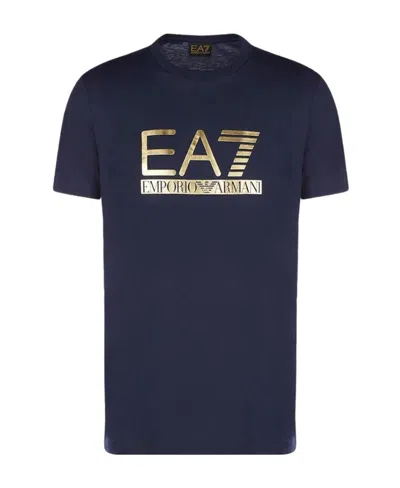 Ea7 Logo Printed T-shirt In Blue