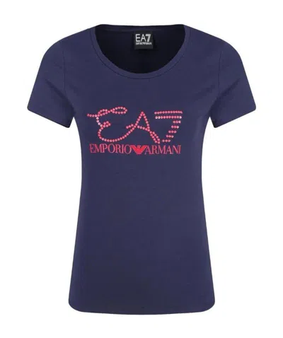 Ea7 Logo Printed T-shirt In Blue