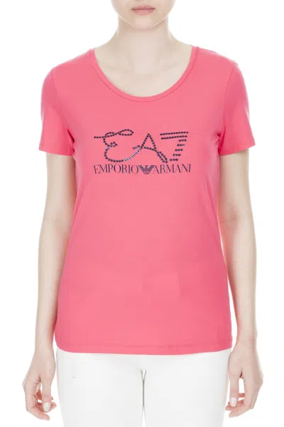 Ea7 Logo Printed T-shirt In Pink