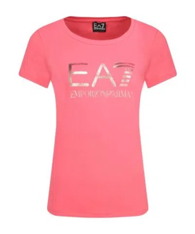 Ea7 Logo Printed T-shirt In Pink