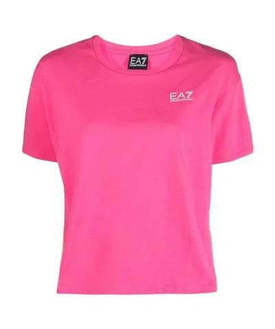 Ea7 Logo Printed T-shirt In Pink