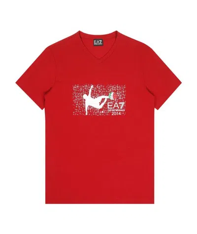 Ea7 Logo Printed T-shirt In Red