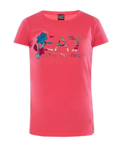 Ea7 Logo Printed T-shirt In Red