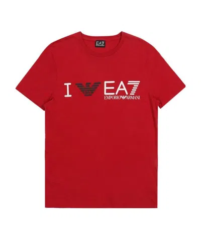 Ea7 Logo Printed T-shirt In Red