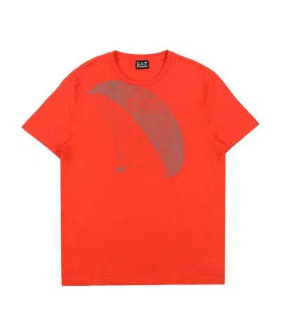 Ea7 Logo Printed T-shirt In Red