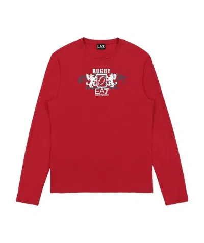 Ea7 Logo Printed T-shirt In Red