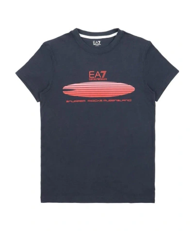 Ea7 Logo Printed T-shirt With Round Neck In Black