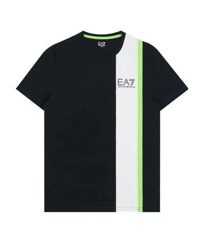 Ea7 Logo Printed T-shirt With Round Neck In Black