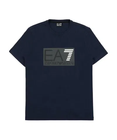 Ea7 Logo Printed T-shirt With Round Neck In Black