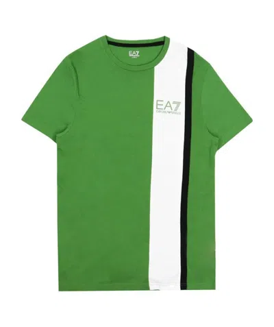 Ea7 Logo Printed T-shirt With Round Neck In Green