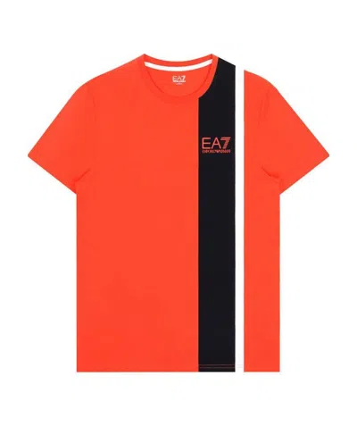 Ea7 Logo Printed T-shirt With Round Neck In Orange