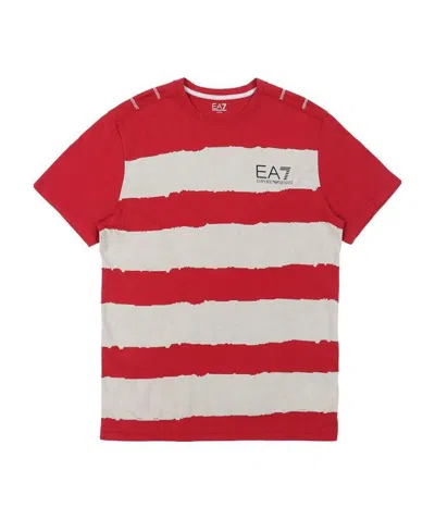 Ea7 Logo Printed T-shirt With Round Neck In Red
