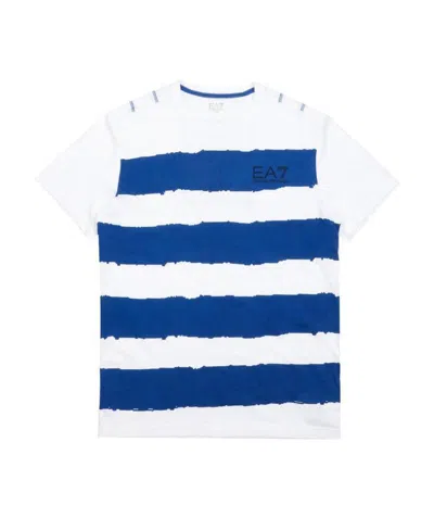 Ea7 Logo Printed T-shirt With Round Neck In White