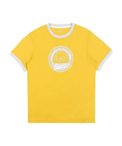 Ea7 Logo Printed T-shirt With Round Neck In Yellow