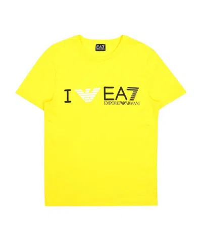Ea7 Logo Printed T-shirt In Yellow