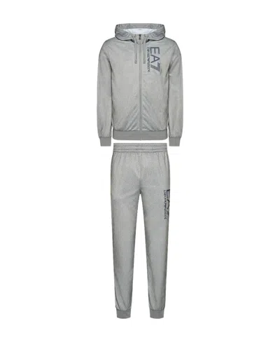 Ea7 Logo-printed Tracksuit In Gray