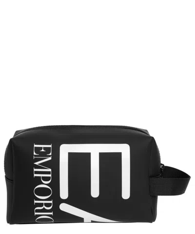 Ea7 Logo-printed Zipped Wash Bag In Black