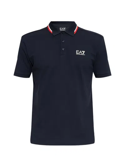 Ea7 Logo-pront Polo Shirt In Blue