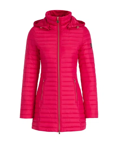 Ea7 Logo Quilted Down Jacket In Red