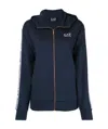 Ea7 Logo Ribbon Zipper With Hat Casual Jacket In Blue