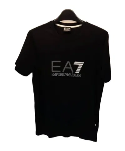 Ea7 Logo Round Collar Short-sleeved T-shirt In Black