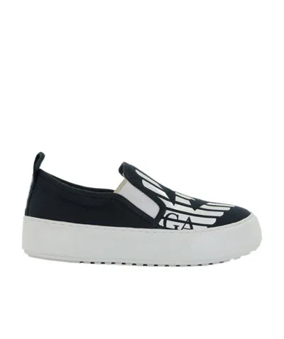 Ea7 Logo Round-headed Casual Sports Shoes In White