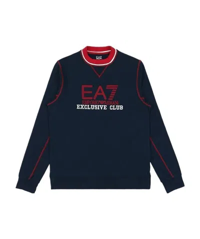 Ea7 Logo Round Neck Sweater In Black
