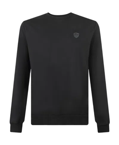 Ea7 Logo Round Neck Sweater In Black