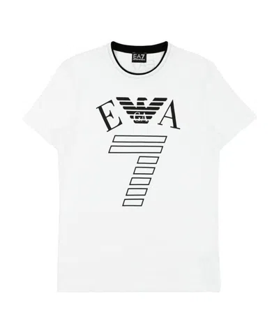 Ea7 Logo Round Neck T-shirt In White