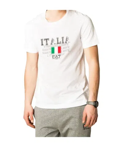 Ea7 Logo Round-neck T-shirt In White