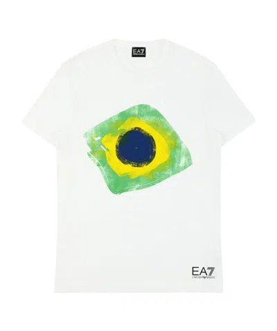 Ea7 Logo Round Neck T-shirt In White