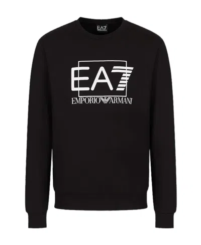 Ea7 Logo Round-necked Sweater In Black
