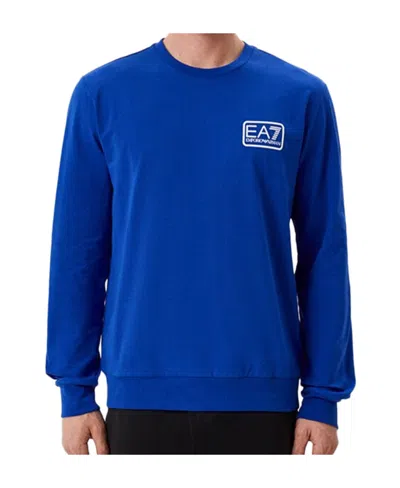 Ea7 Logo Round-necked Sweater In Blue