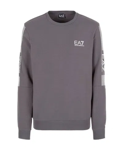 Ea7 Logo Round-necked Sweater In Gray