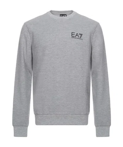 Ea7 Logo Round-necked Sweater In Gray