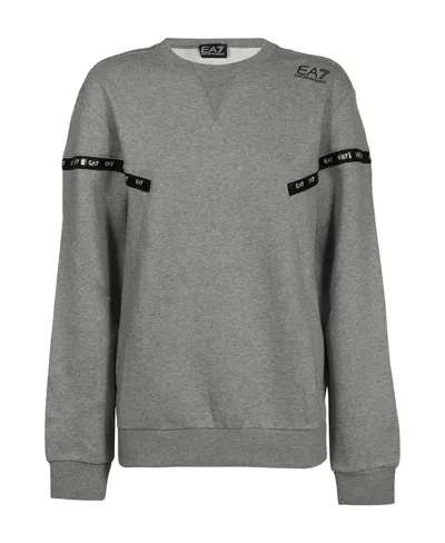 Ea7 Logo Round-necked Sweater In Gray