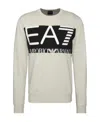 Ea7 Logo Round-necked Sweater In White