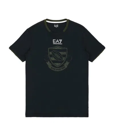 Ea7 Logo Round-necked T-shirt In Black