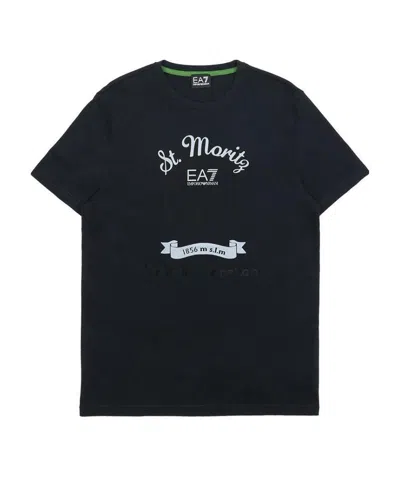 Ea7 Logo Round-necked T-shirt In Black