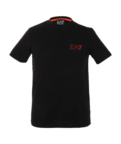 Ea7 Logo Round-necked T-shirt In Black