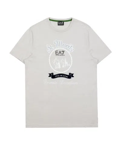 Ea7 Logo Round-necked T-shirt In White