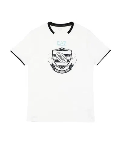 Ea7 Logo Round-necked T-shirt In White