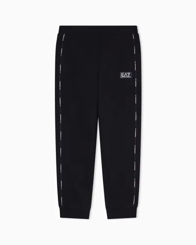 Ea7 Logo Series Boy Cotton-blend Joggers In Black