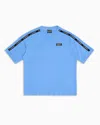 Ea7 Logo Series Boy Cotton Crew-neck T-shirt In Light Blue