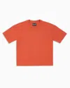 Ea7 Logo Series Boy Cotton Crew-neck T-shirt In Orange