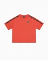 Ea7 Kids' Logo Series Boy Cotton Crew-neck T-shirt In Orange