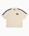 Ea7 Logo Series Boy Cotton T-shirt In Beige