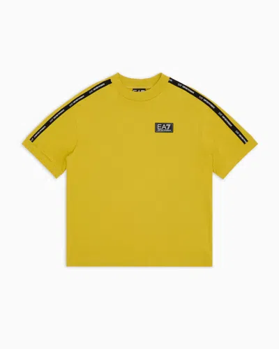 Ea7 Kids' Logo Series Boy Cotton T-shirt In Yellow
